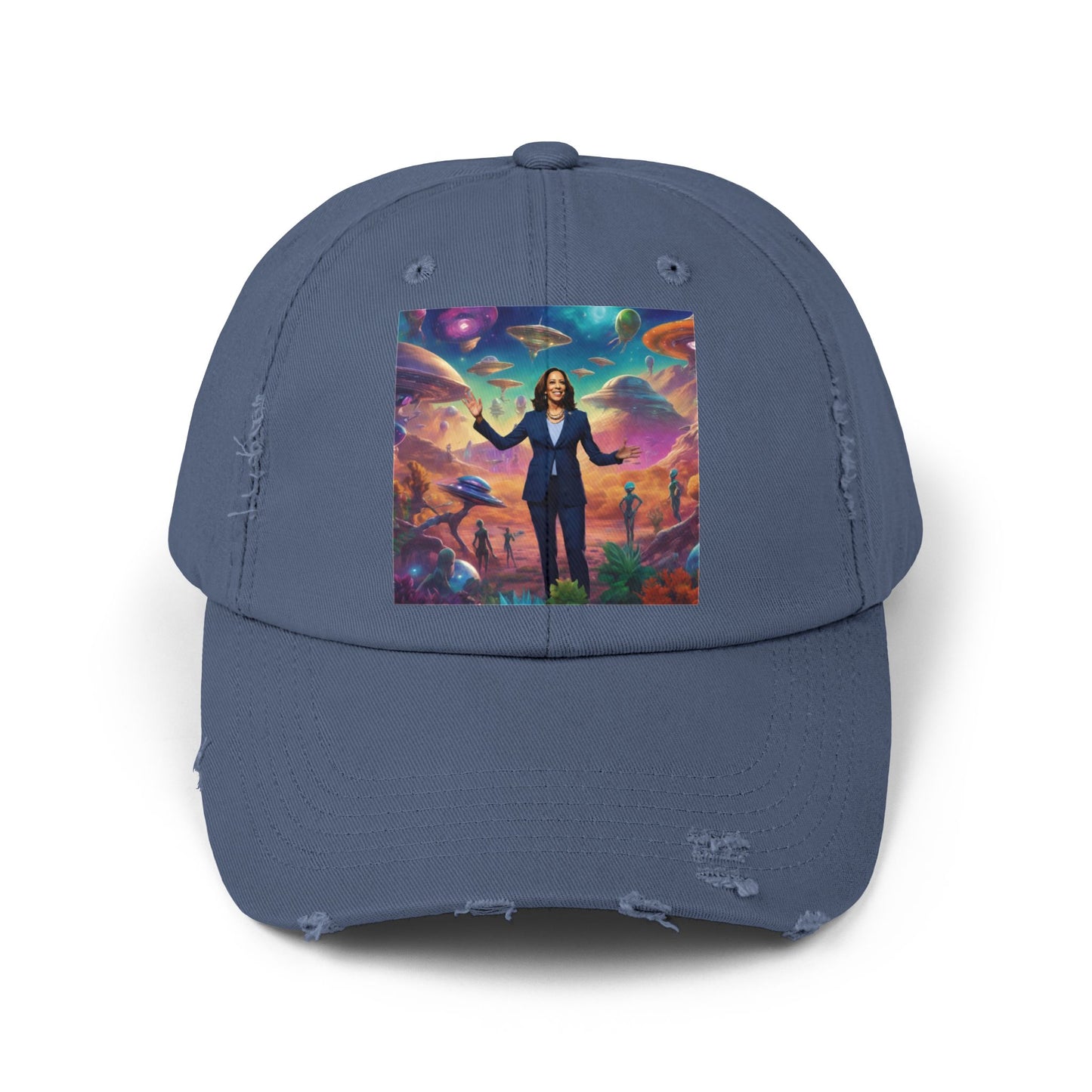 Cool alien style with the Kamala Harris hat