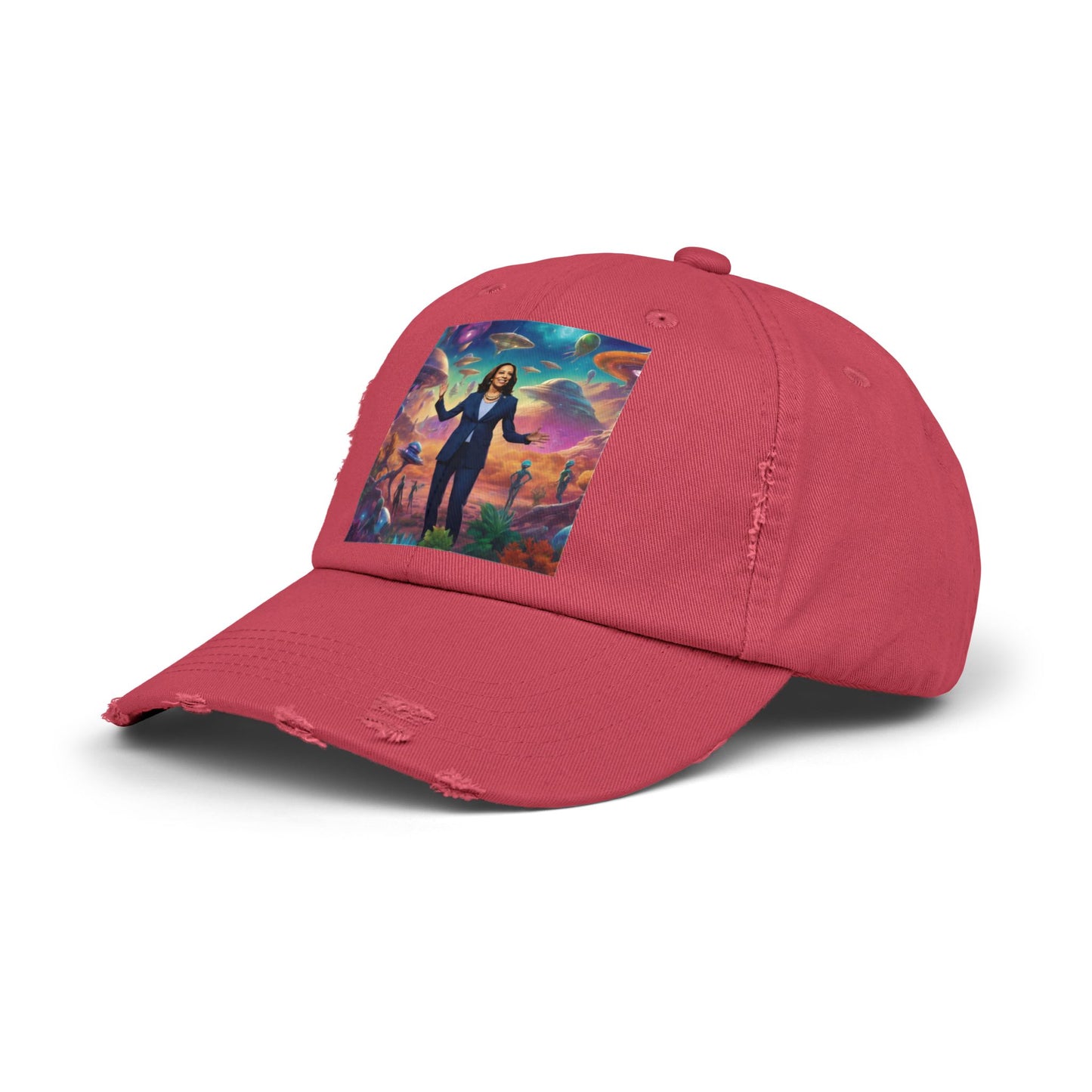 Cool alien style with the Kamala Harris hat