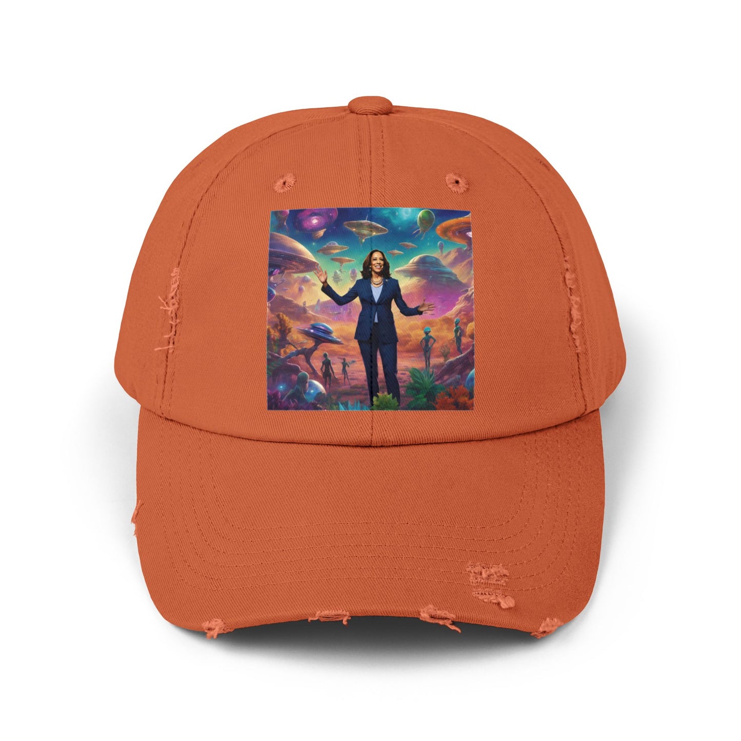 Cool alien style with the Kamala Harris hat