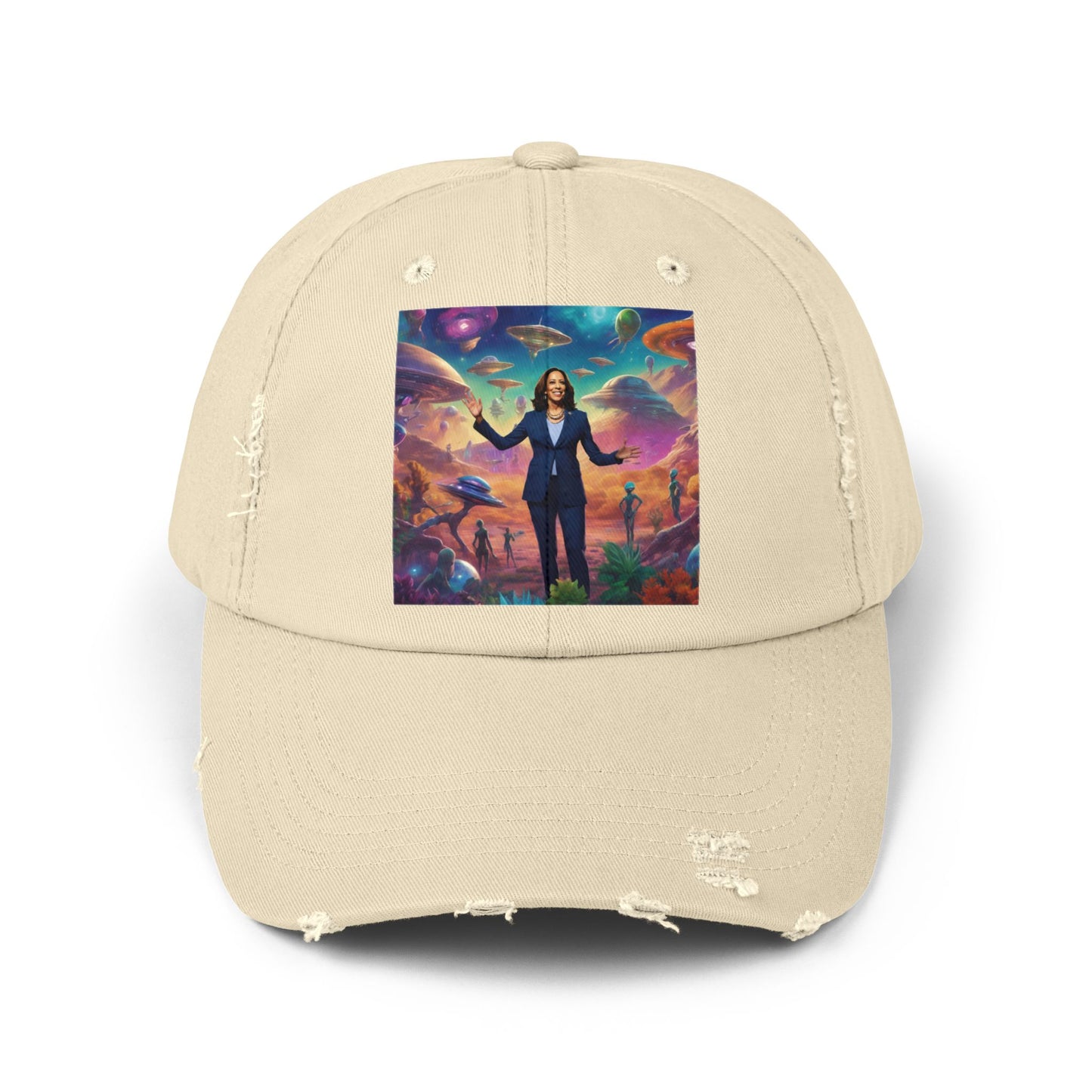 Cool alien style with the Kamala Harris hat