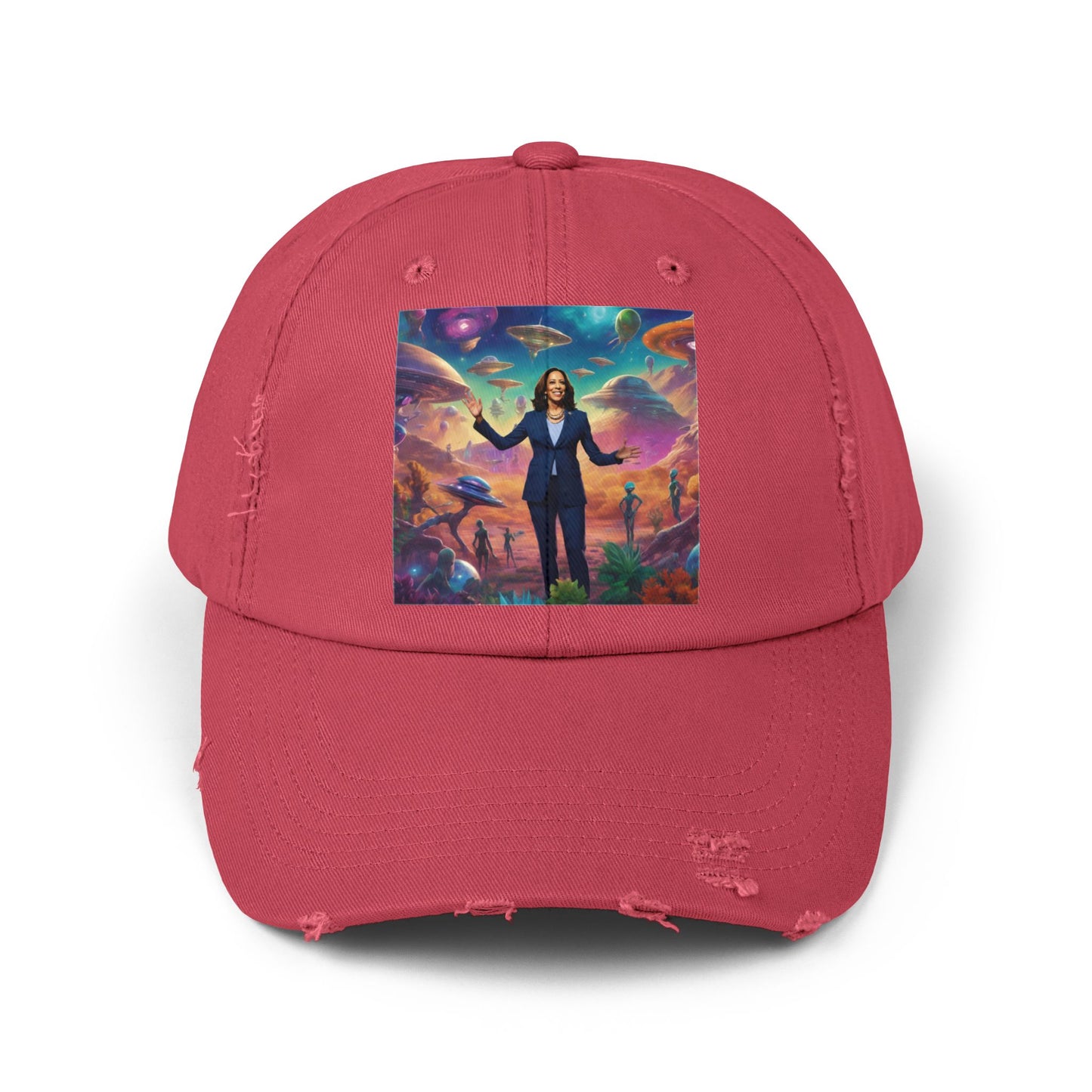 Cool alien style with the Kamala Harris hat