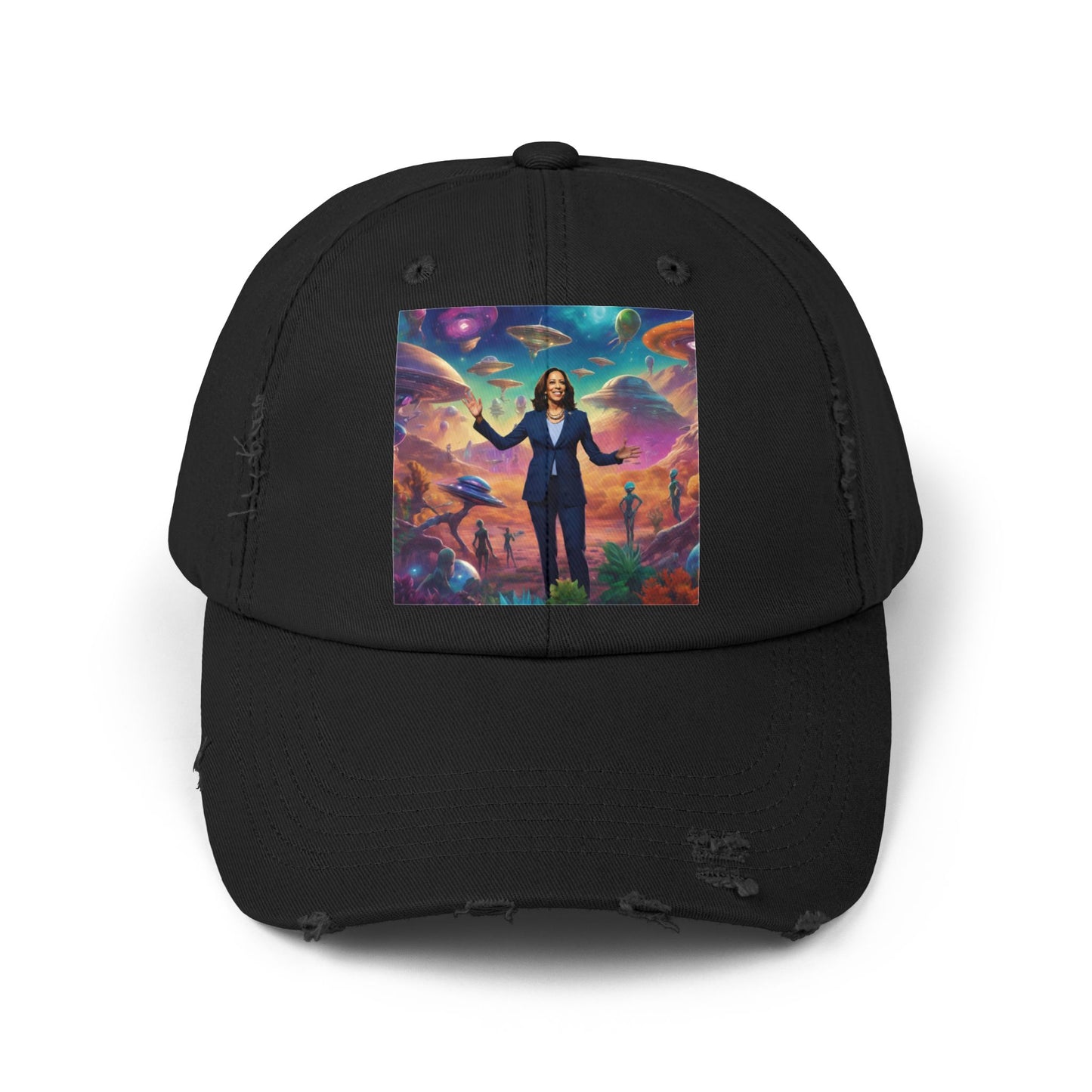 Cool alien style with the Kamala Harris hat