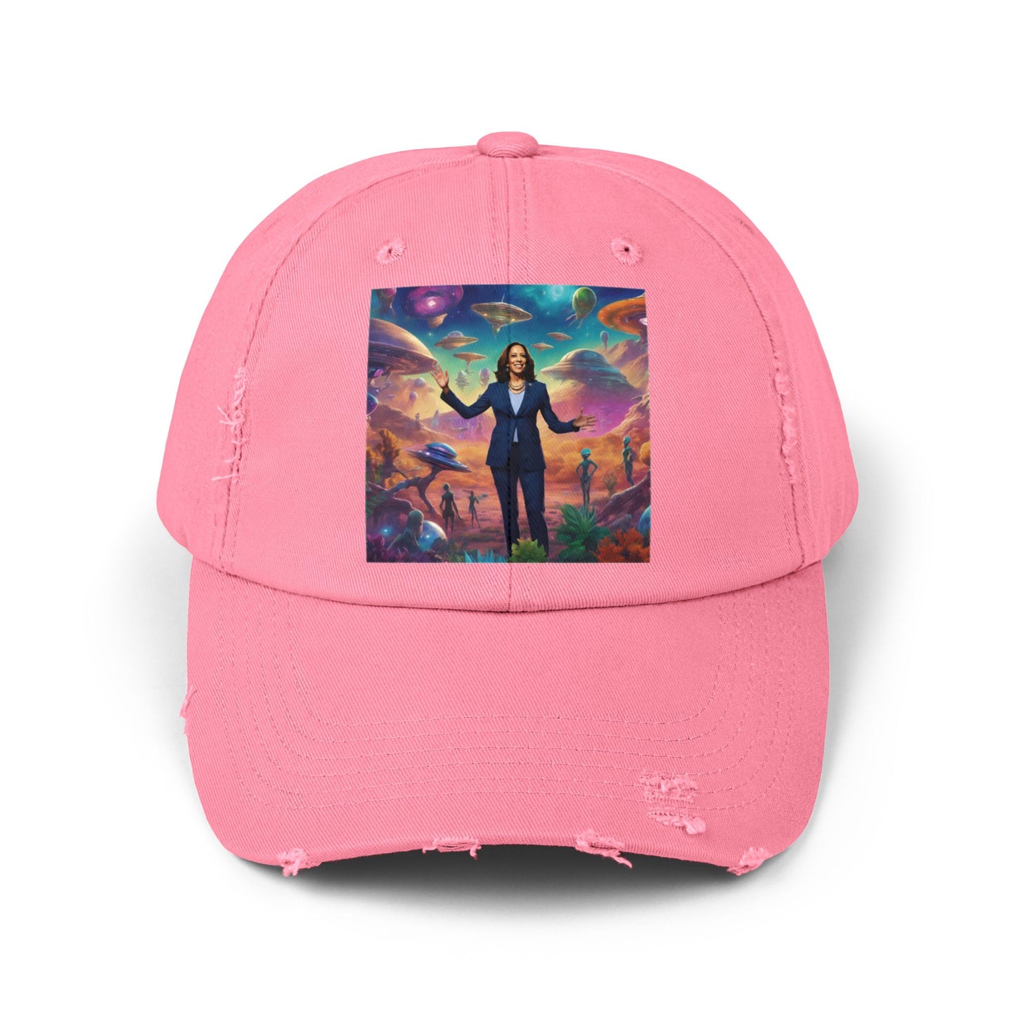 Cool alien style with the Kamala Harris hat